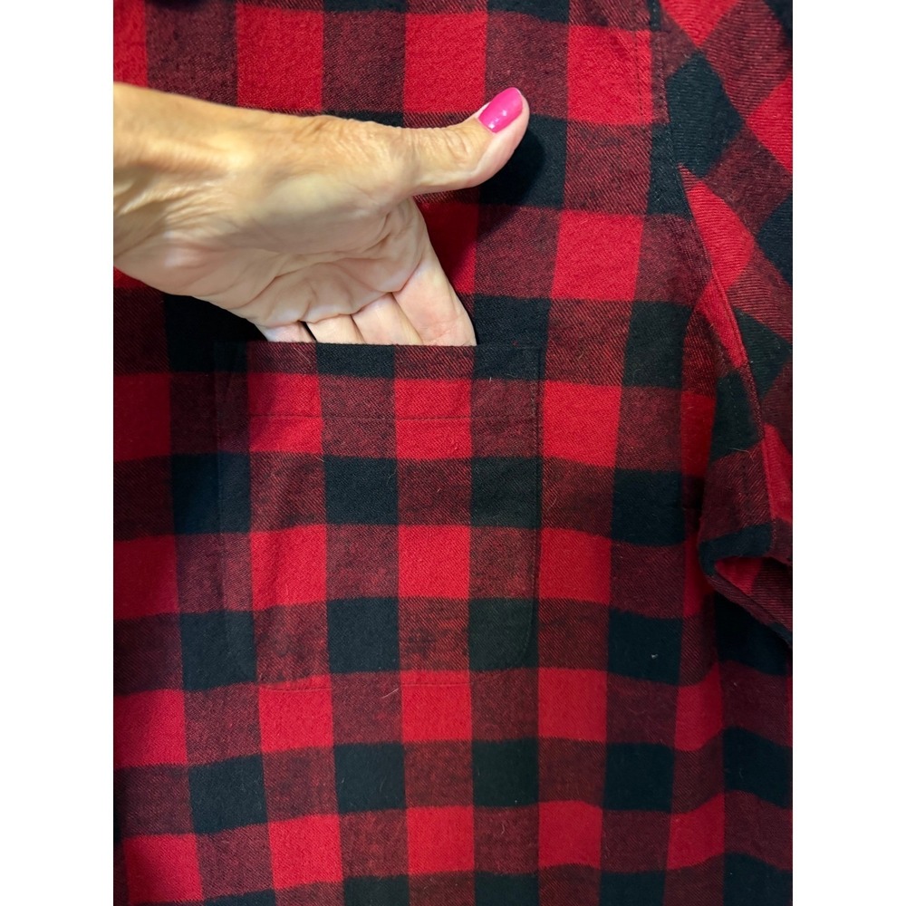 L.L. Bean Flannel Shirt Women 3X‎ Red Black Buffalo Plaid Relaxed Fit Lumberjack - Picture 8 of 13